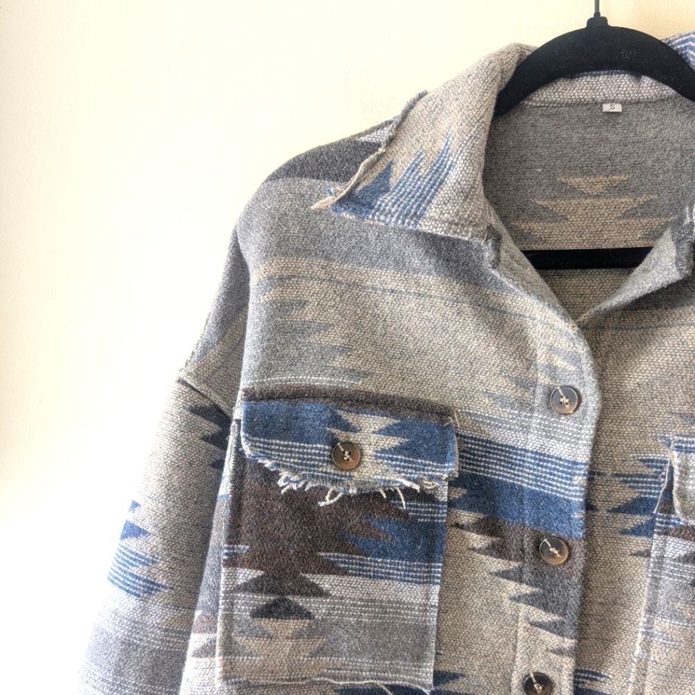 Aztec Print Retro Tribal Jacket Women's Size Small Button Down Boho - Picture 7 of 11